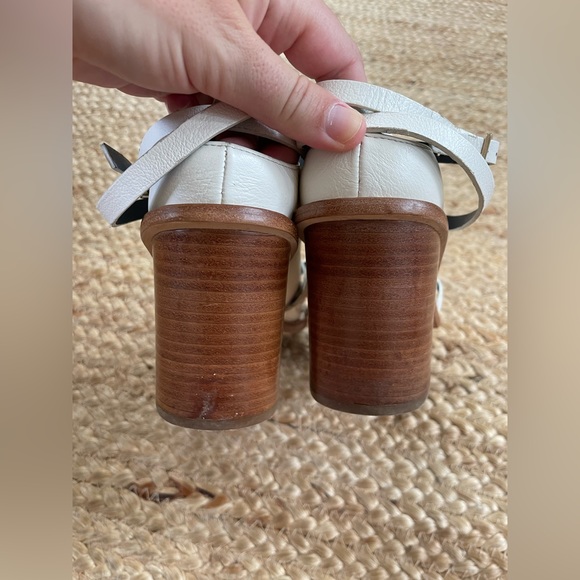TIBI Ivory Leather Wooden Block Heel Faye Sandals Size 38 - Picture 11 of 11